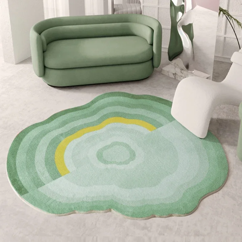 Nordic Light Luxury Irregular Carpet for Living Room Bedroom Cloakroom Decorative Large Area Rug Pink Cute Soft Plush Floor Mat