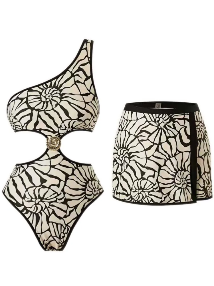 

High Waist Sexy Swimsuit Women Summer Bathing Suit Bikini Set One Shoulder Swimwear Beach Swimming Suit For Female Купальник