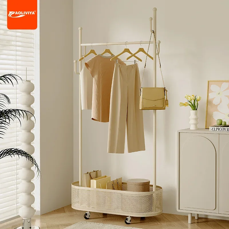 AOLIVIYA ハンガー 床から天井までの寝室 多機能小型ハンガー ミニマリストコーナー 床を占有しない クリーム WindA2