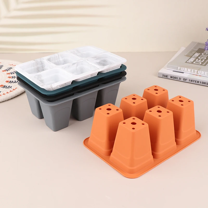 

Six-hole Silicone Nursery Pots， Reusable Seedling Bed Deepening Root Control Seed Planting Tray