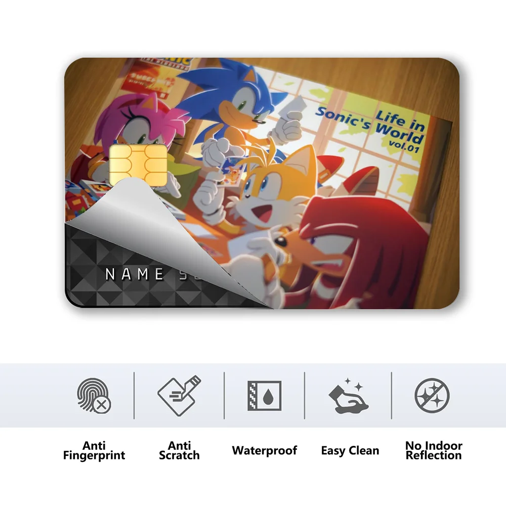 1PC Game S-Sonic Card Stickers 4pcs PVC Card Skin Stickers for Bank Card Bus Metro Card Case Decorate Gift