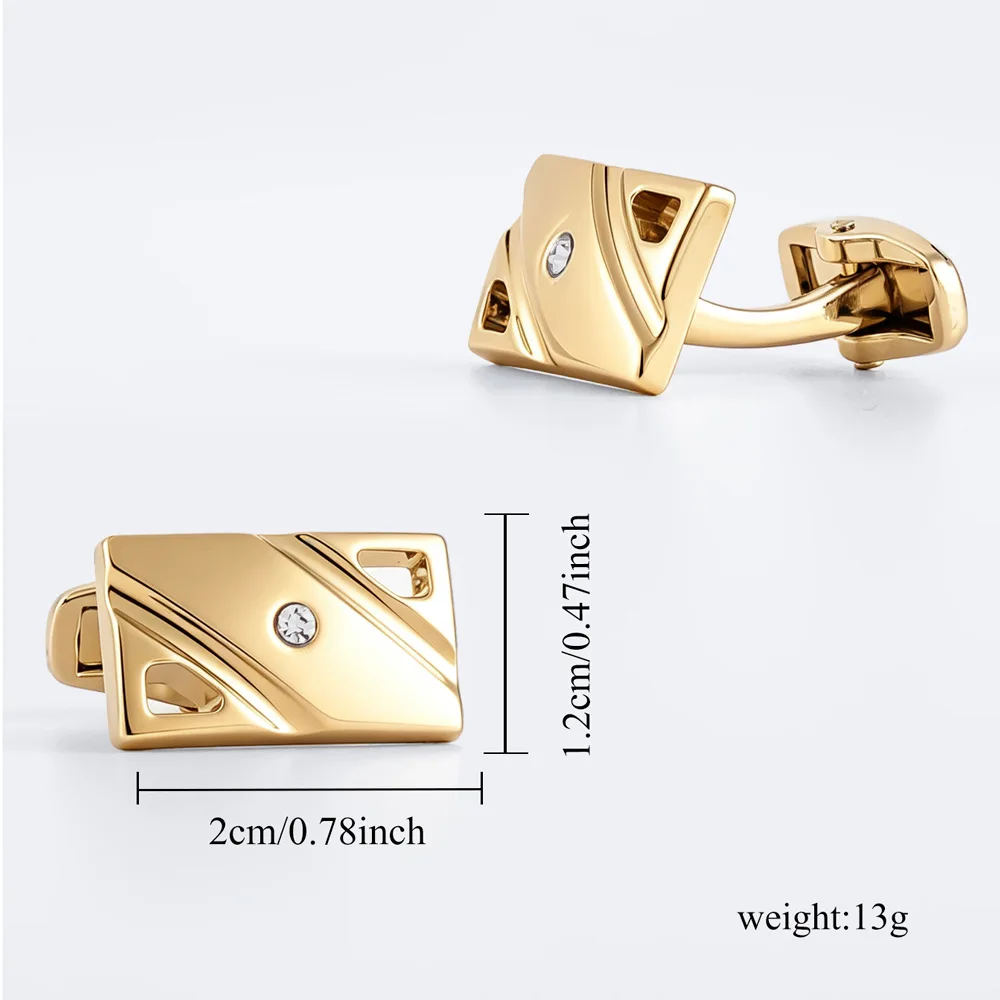 Men's Business Gold Tie Clip Cufflink Set French Style Shirt Sleeve Studs, Formal Suit, Diamond Studded Tie Buckle Decoration