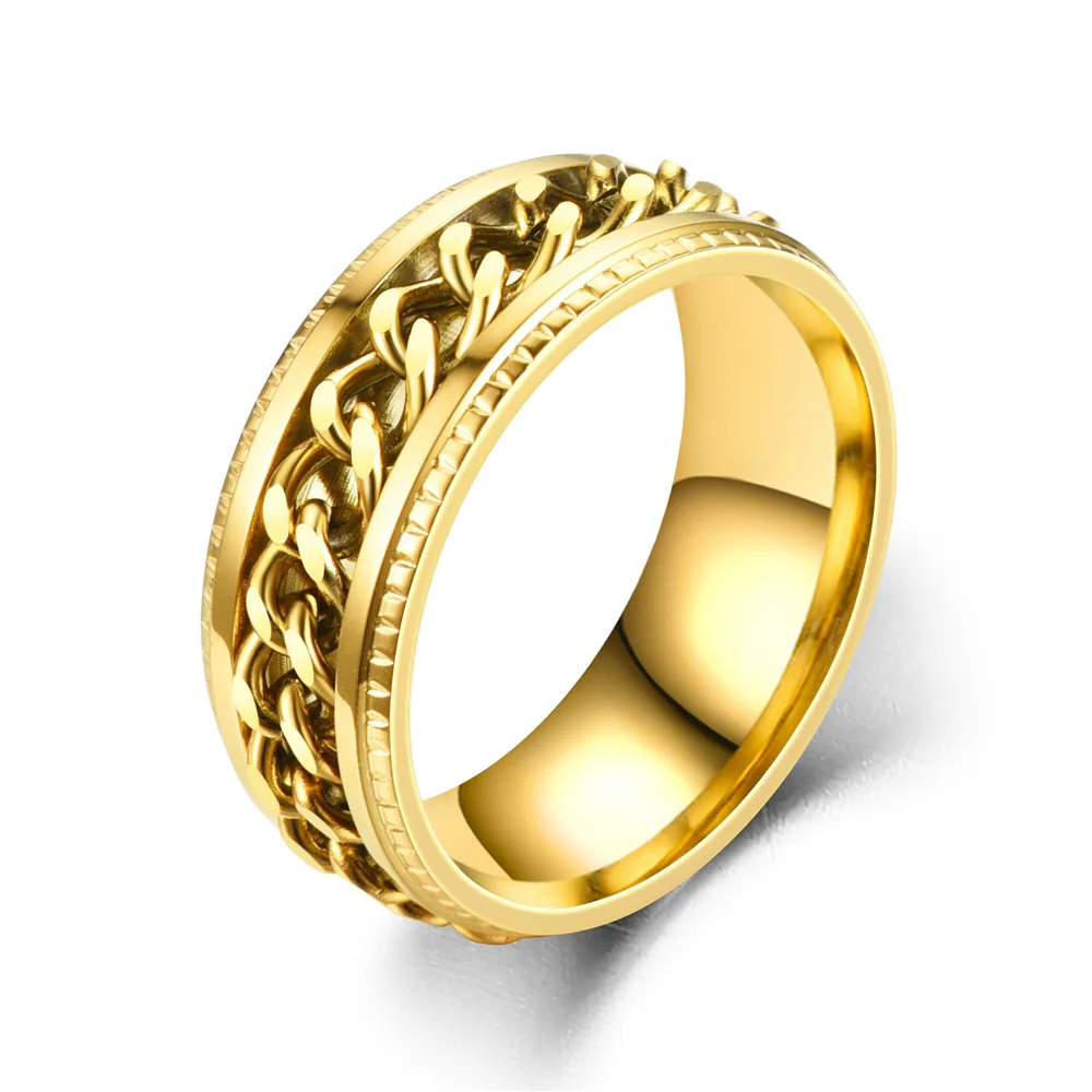Mode 8mm Spinner Ring Voor Mannen Vrouwen Rvs Cubaanse Ketting Spinner Fidget Band Release Angst Ringen Sieraden groothandel - afbeelding 1