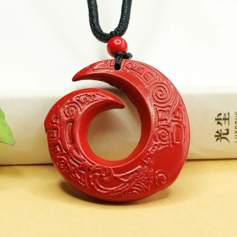 

Red sand cinnabar pendant antique paper pattern necklace pendant jewelry