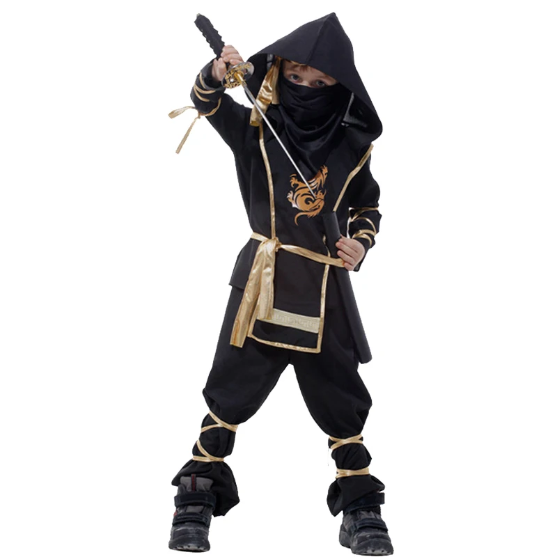 Boys Ninja Deluxe Costume NO Kids with Weapon Accessories Kids Kung Fu Outfit Halloween Ideas Toys