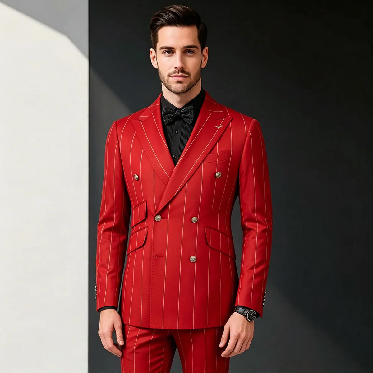 

Customized Double-Breasted Men Suits Ropa Hombre Peaked Lapel Groom Tuxedos Luxury 2 Pieces Sets Male Party Prom Blazer