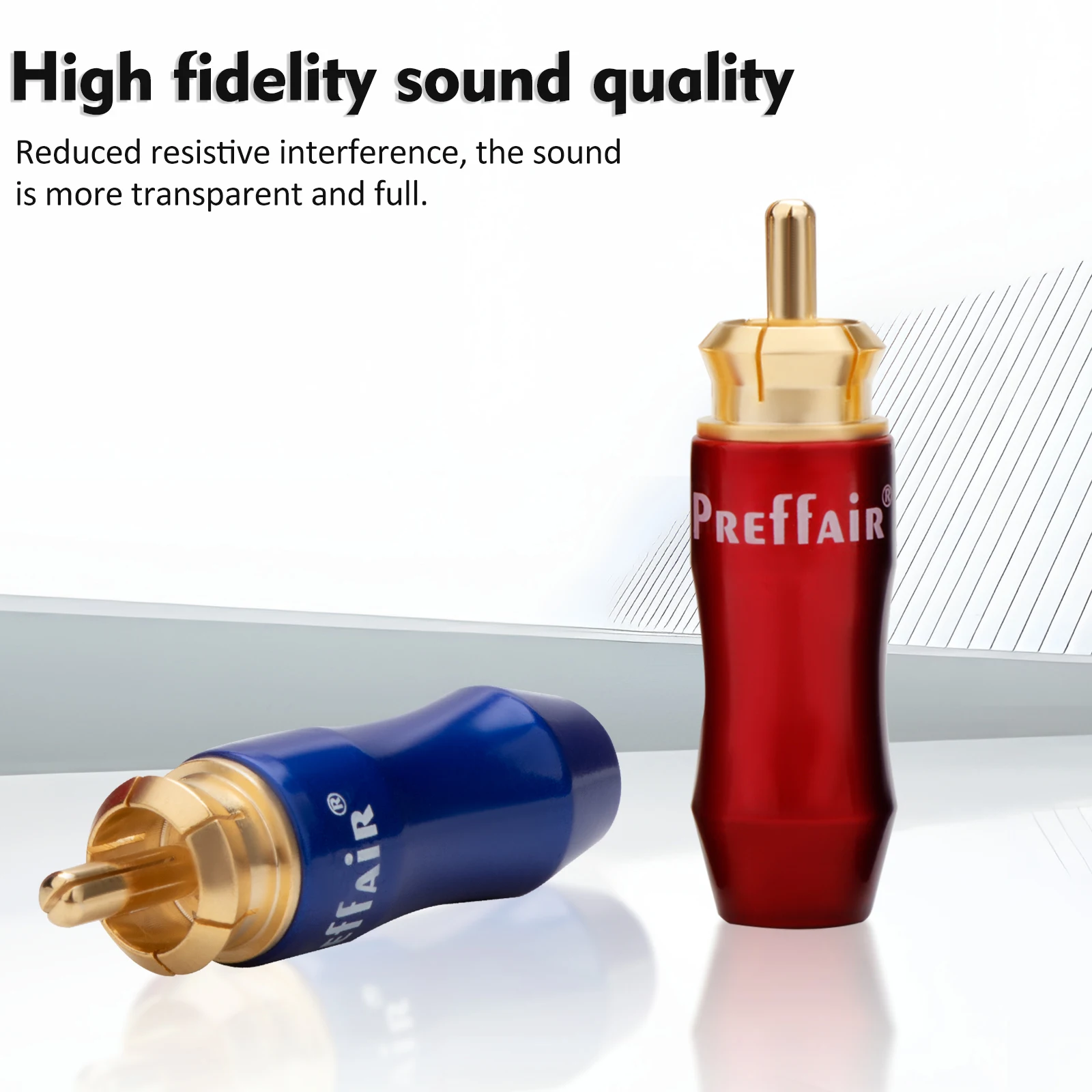 4Pcs Preffair R1705 Gold Plated RCA Connector Wire Male Plug Audio Adapter Red Pigtail Speaker Plug for 6.5mm Cable