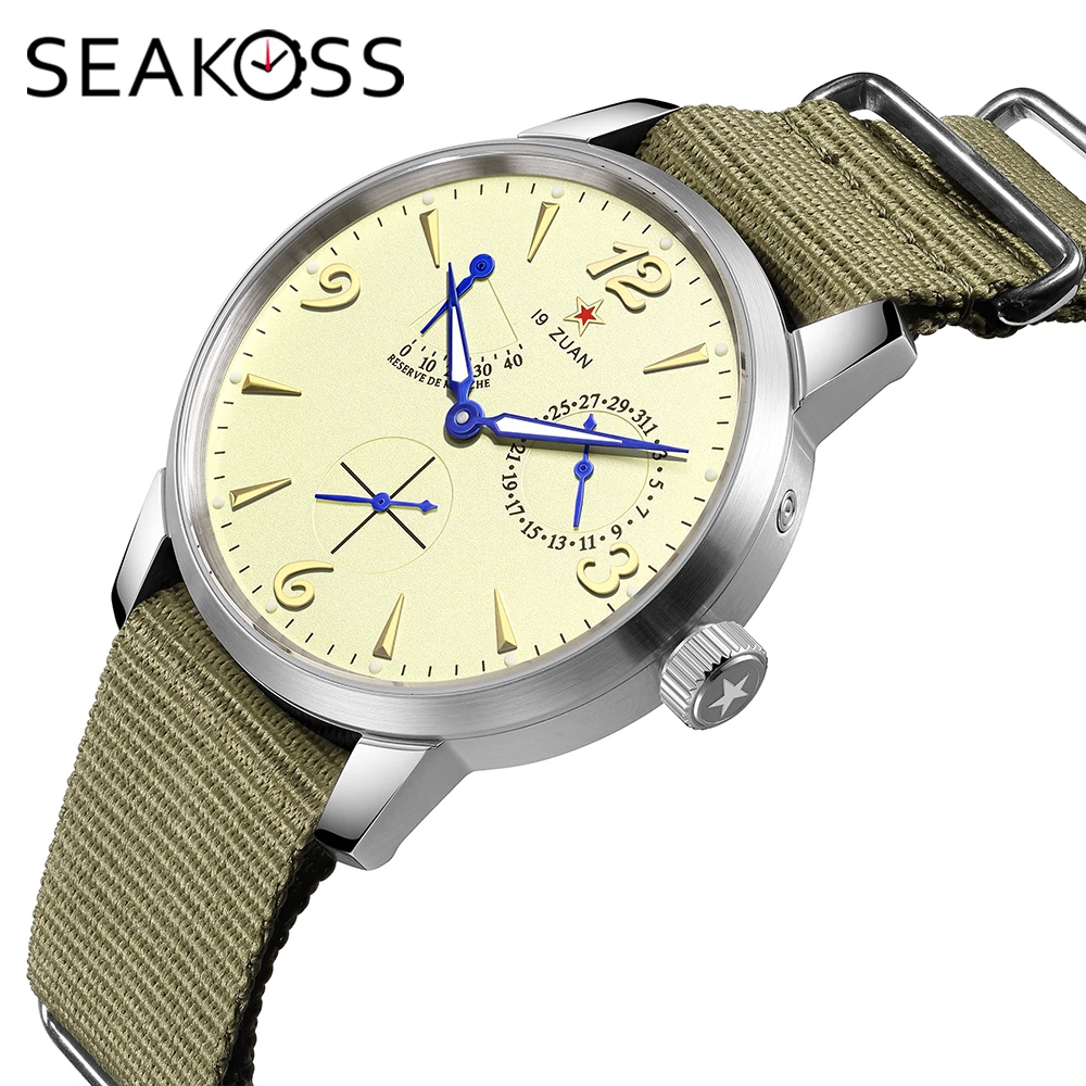 SEAKOSS Classic 1963 40mm Original Seagull ST1780 Men's Pilot Automatic Mechanical Watch Retro Style Sapphire 5Bar Wristwatches