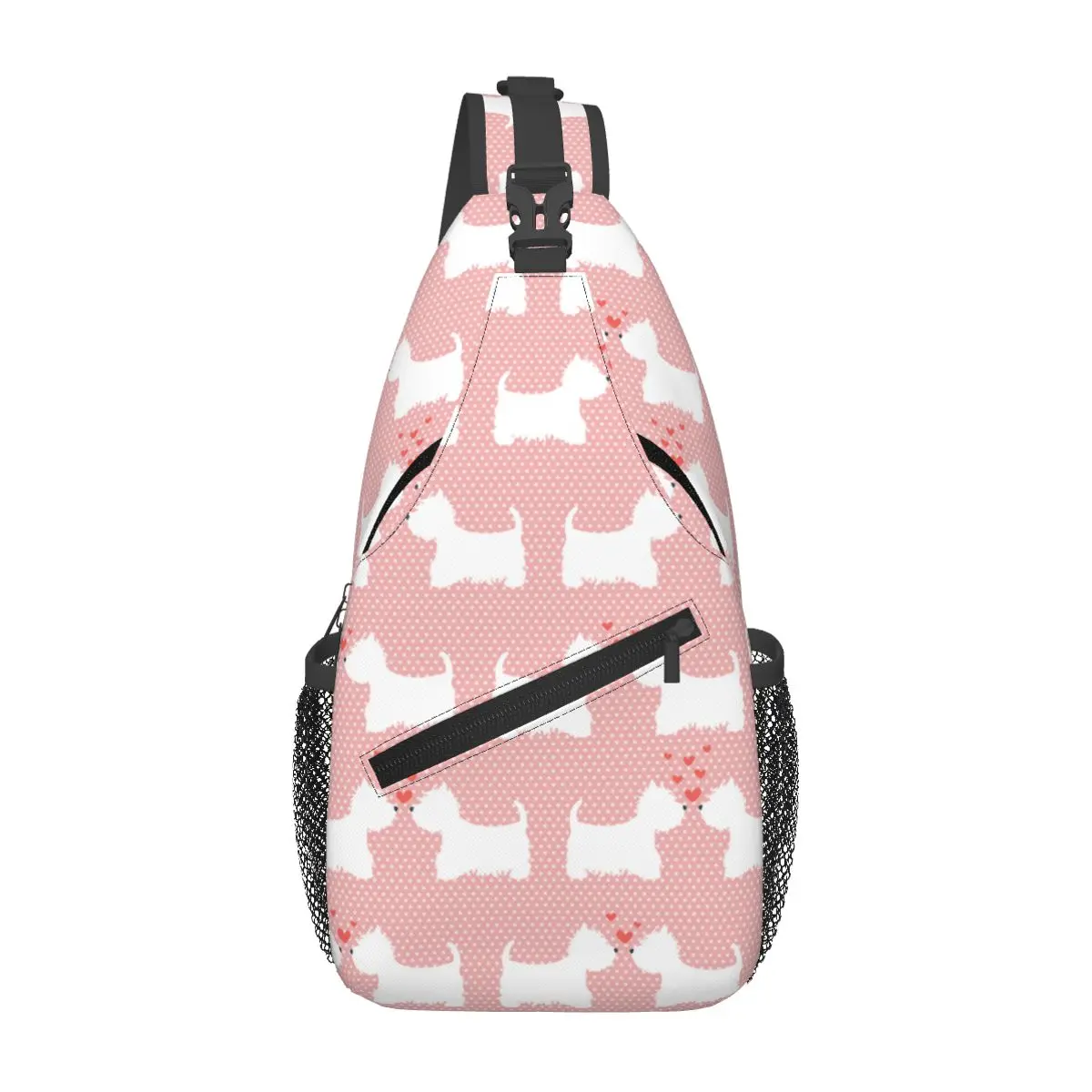 

Pink Westie West Highland Terrier Crossbody Sling Bags Cool Chest Bag Dog Shoulder Backpack Daypack for Hiking Travel Sports Bag