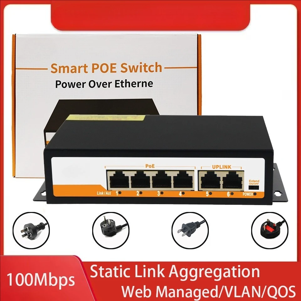 New 6-Port Gigabit POE RJ45 Ethernet Switch with for Uplink Unmanaged Plug and Play,for IP Camera