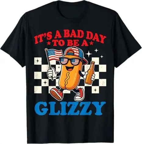 George Washington Glizzy USA Lustiges Hotdog-T-Shirt zum 4. Juli Y2k Humor BBQ Steak Hot Dog Würstchen Grafik-Bekleidung Grill-Comic – Detail 13