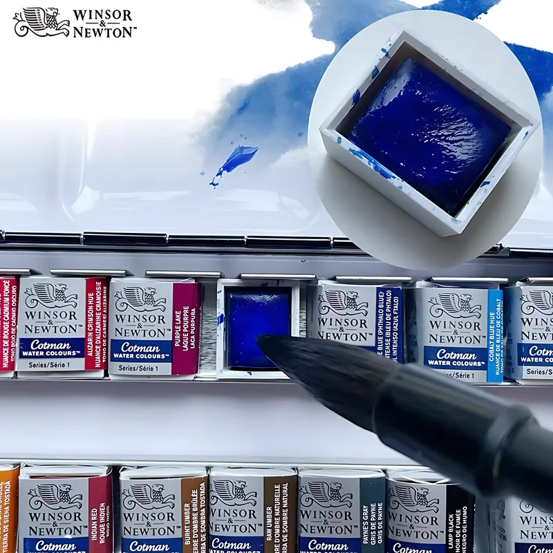 Imagem -03 - Winsor e Newton Conjunto de Tinta Aquarela Algodão Estudante de Arte Artista Meia Pan Pintura Esboço Especial 24 Cores Alta Qualidade