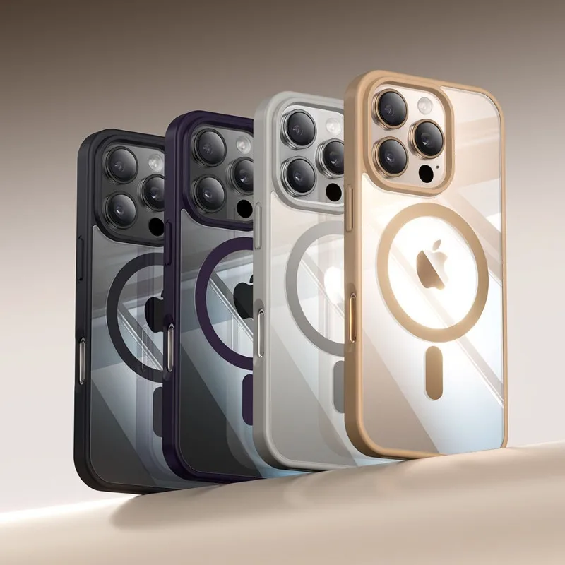 Anti-Yellowing Ultra Thin Magnetic Phone Case for iPhone 17 11 14 15 16 17 Pro Max 12 13 Mini Shockproof Hard PC Magsafe Cover