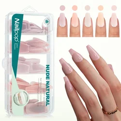 NAILPOP 140PCS Nude Natural Gel Nails 14 Sizes Pre-Colored Soft Gel False Nail Tips Soak Off Acrylic Fake Nails Extensions Salon