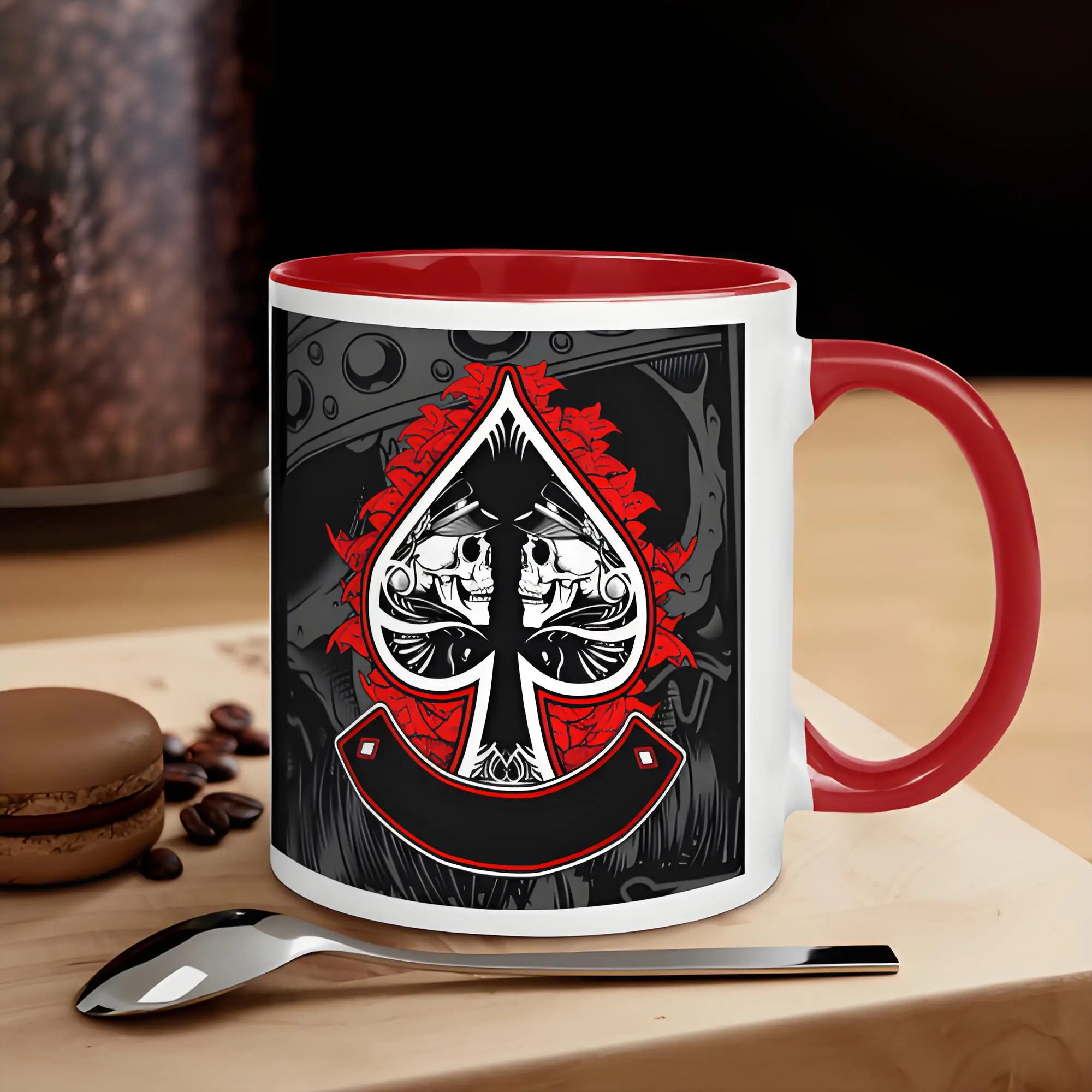 

Creative Mug, Spade Skull Pattern Print, Kitchen Coffee Drinkware, Halloween Exclusive Gift, 11 oz, Reusable