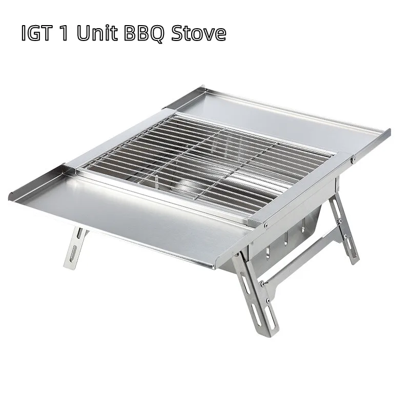 SmiloDon IGT BBQ Stove 1 Unit Barbecue Camping Stove Charcoal Grill Stove Foldable Stainless Steel Stove for IGT Table Outdoor