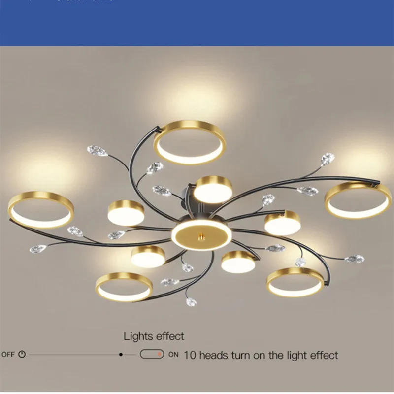 

2021 Modern LED Chandelier Black Gold Dining Pendant Lamp Bedroom Living Hall Study Room Home Ceiling Lamps Indoor Lighting