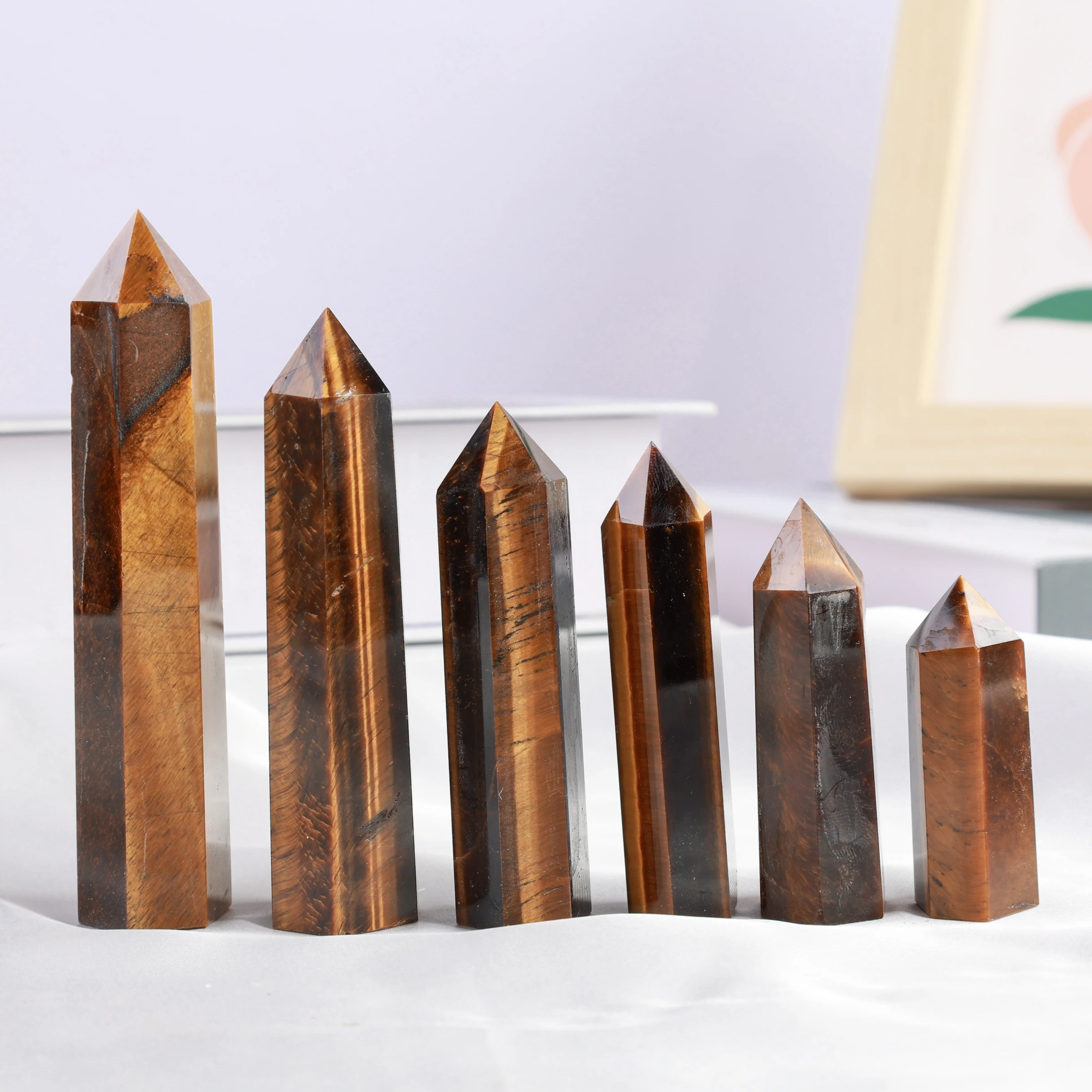 

Natural Tiger Eye Stone Column Home Office Decoration Seven Chakra Crystal Perfect Gift for Birthdays