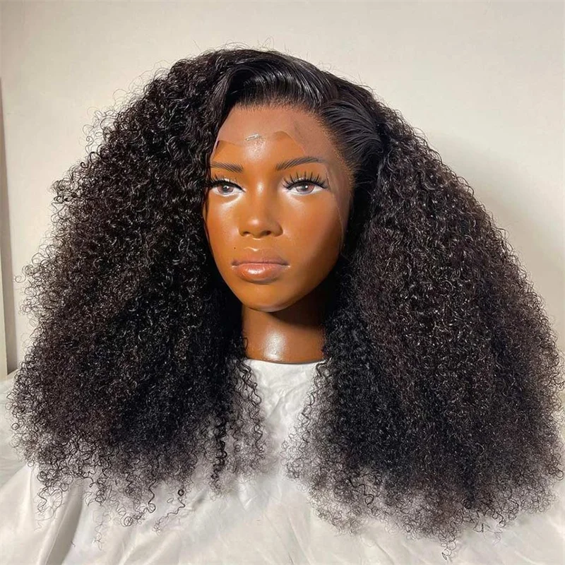 

Deep Preplucked Glueless Soft 26" 180%Density Long Kinky Curly Black Lace Front Wigs For Women Baby Hair Heat Resistant Daily