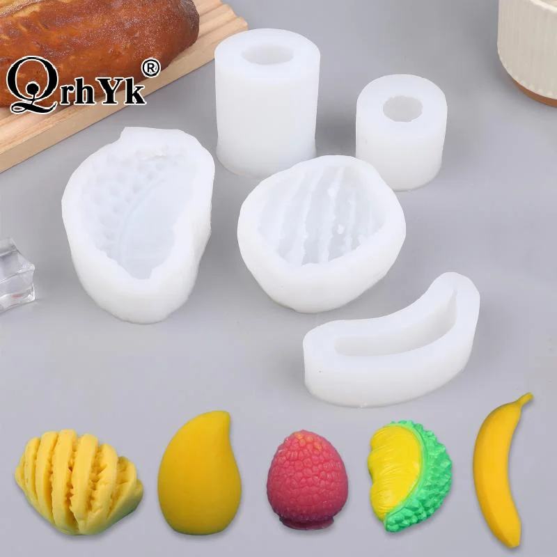 3D Fruit Silicone Mold Mango Banana Duria Lychee For Candle Aromatherapy Craft Making Cake Chocolate Fondant Baking Mold