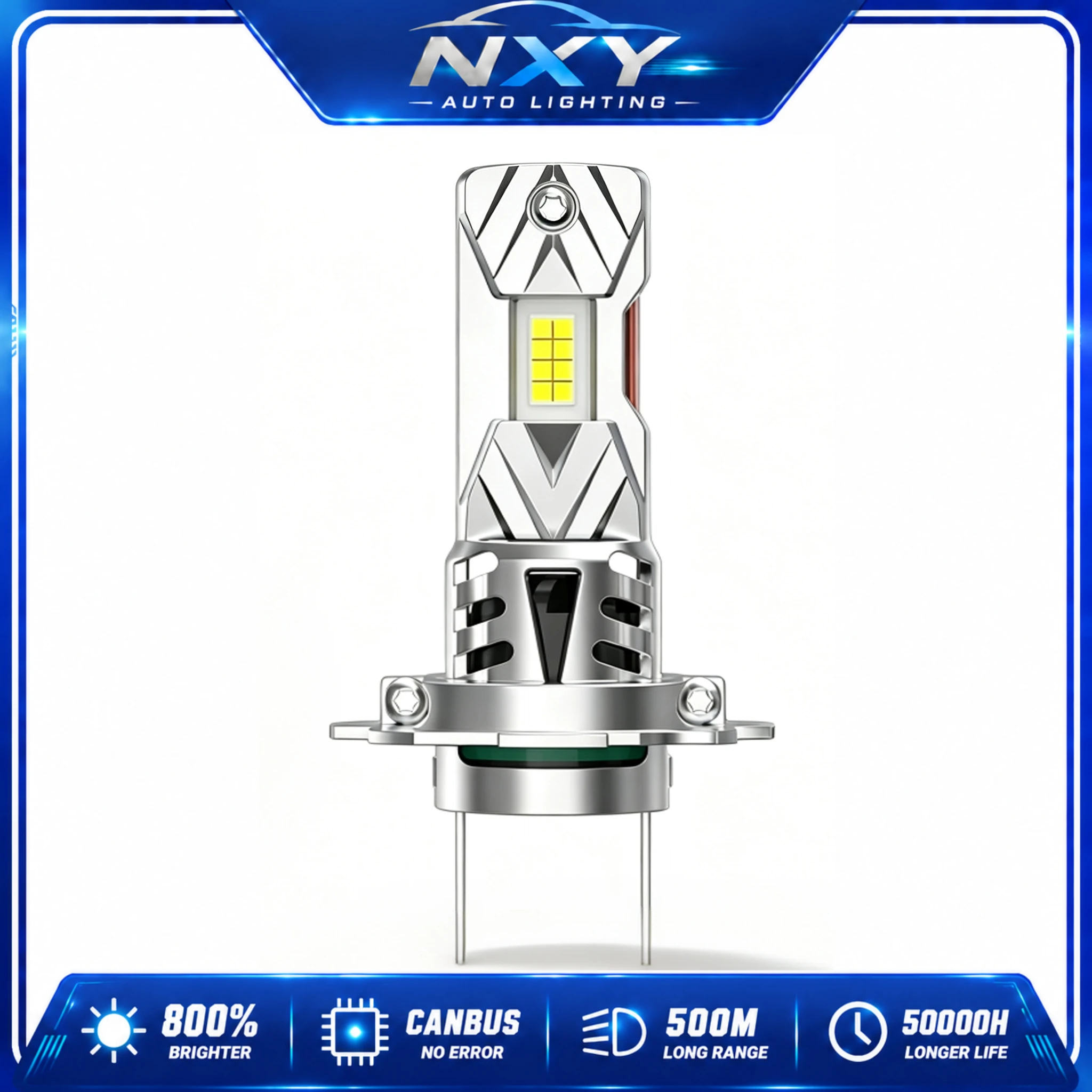 NXY H7 LED Headlight Bulb Halogen Replacement Plug and Play Laser Headlamp Turbo Fan High Brightness Car Front Light No Wiring