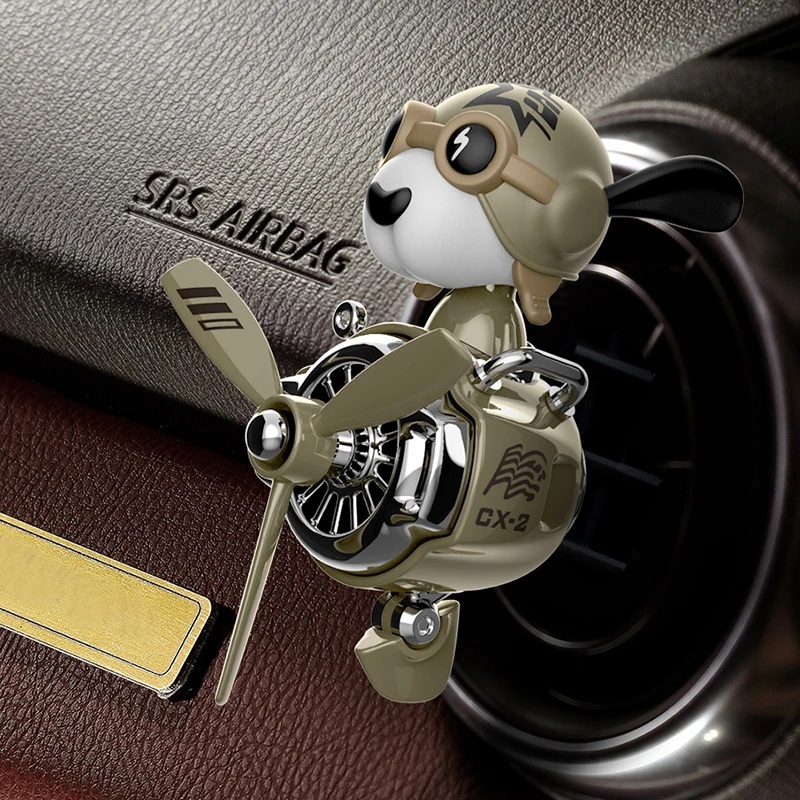 Cool hound dog bobble head shaking rotate plane pilot car air freshener vent accessories decorations ornament fragrance diffuser - view 2