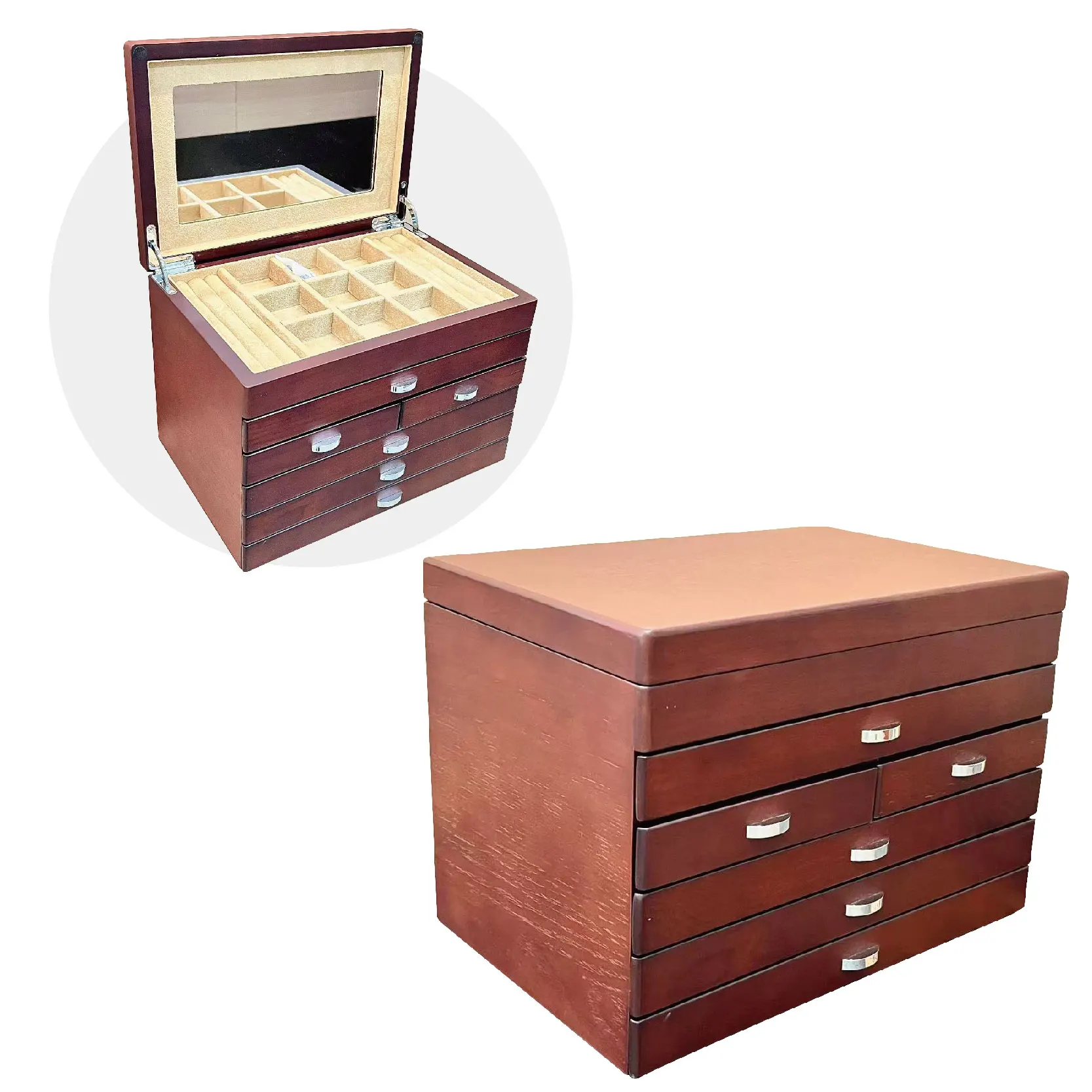 Multi-layer Solid Wood Jewelry Box Sanmu Brand Made in China