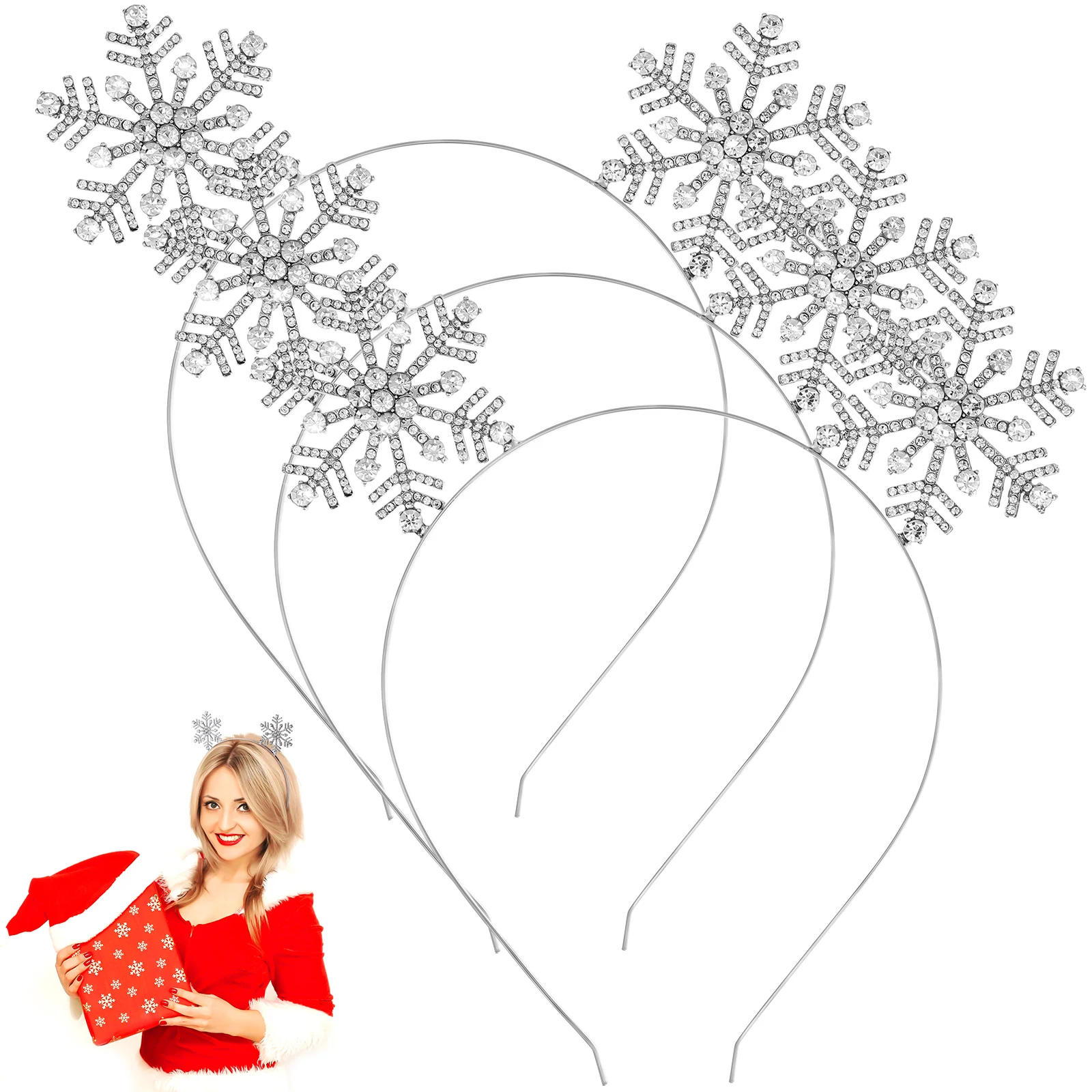 

3 Pcs Snowflake Crystal Headb Holiday Hair Accessories Women Christmas Decor Alloy Sparkling Sturdy Comfortable
