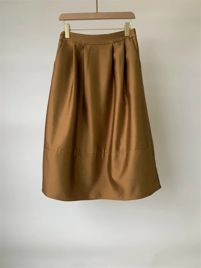 2023 High Quality Fashion Silk Wool Elastic High Waist Skirt