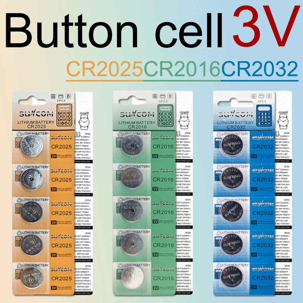 10-50PCS 3V 85/155/220mAh CR2025 CR2016 CR2032 Lithium Button Battery Coin Cell Watch Batteries for Toys Clock Calculator