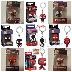 Funko 포켓 팝 키 체인 슈퍼 영웅 스파이더 맨 마일즈 모랄레스 키 체인 장난감 보블 헤드 키 체인 비닐 액션 피규어 장난감