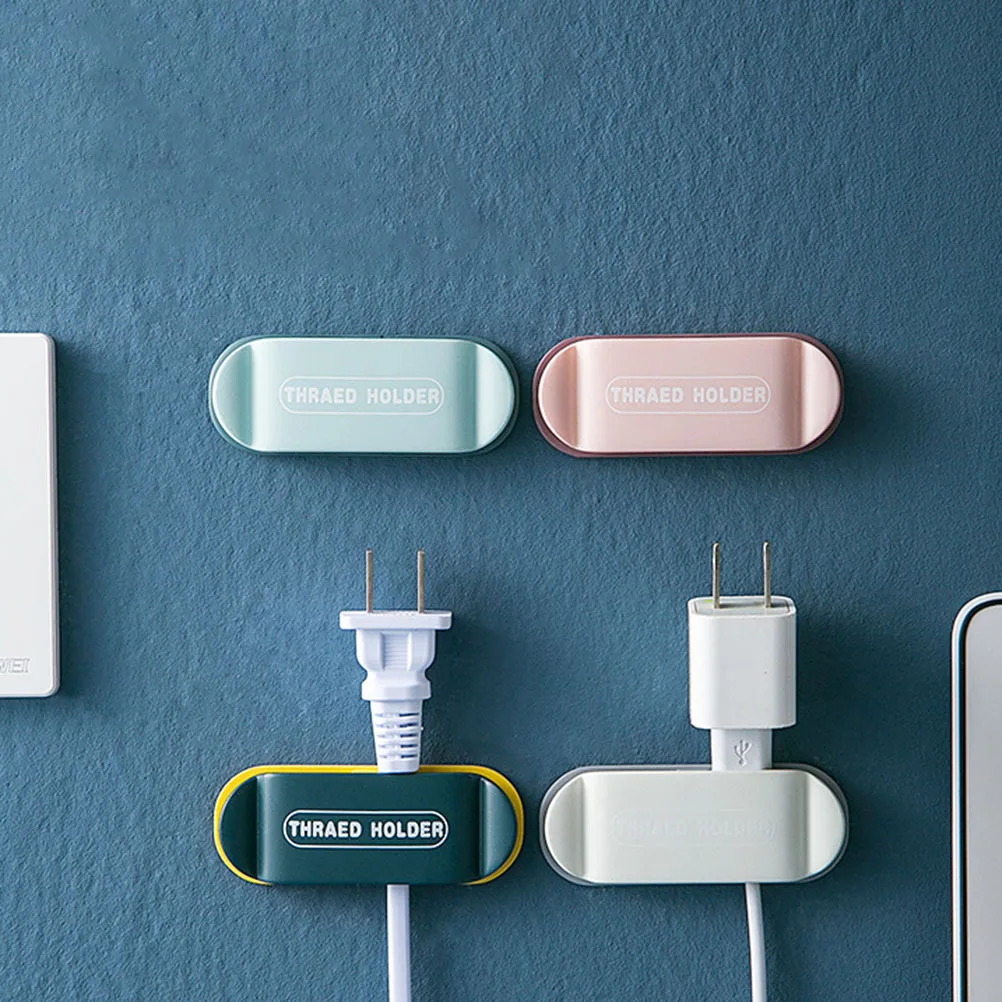 4 قطعة منظم الكابلات اللاصقة السنانير أصحاب التوصيل مقاوم للماء للحمام المطبخ إدارة الأسلاك تخزين السنانير