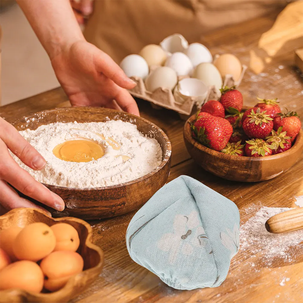 

4Pcs Bread Fermentation Basket Covers Round Oval Pure Cotton Linen Canvas Reusable Breathable Bags Sourdough Starter Jar Mason