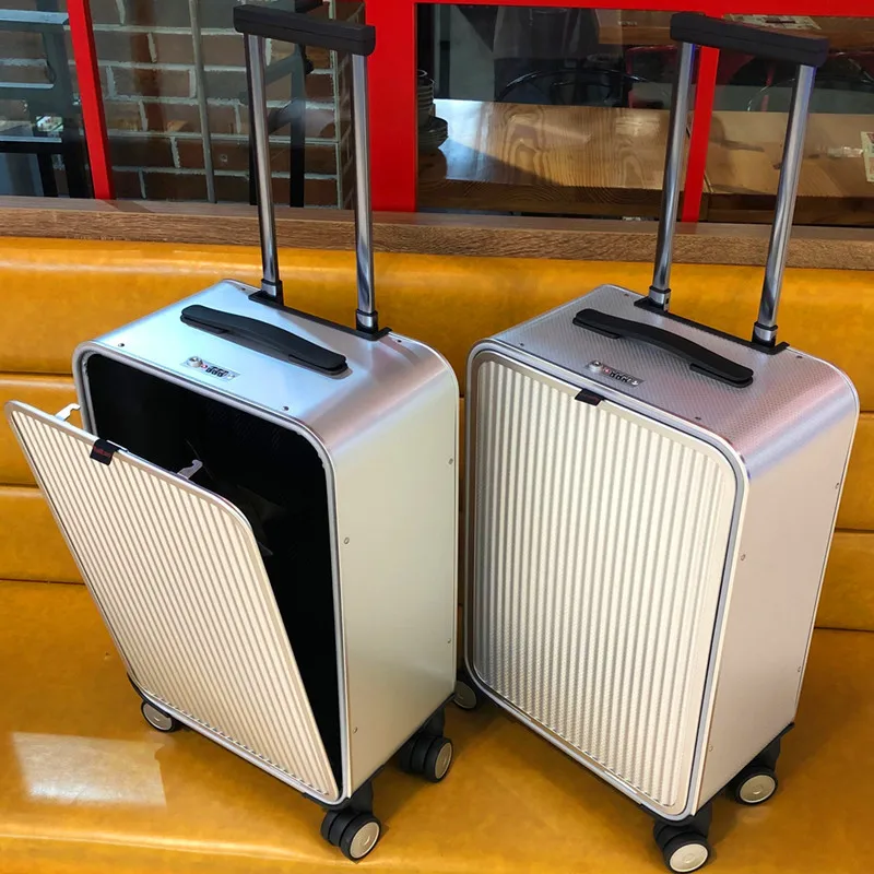 Suitcase Set Side-opening Design Suitcase Luggage Travel Aluminum-magnesium Alloy Luggage Box for Boarding Airplane Luggage Case
