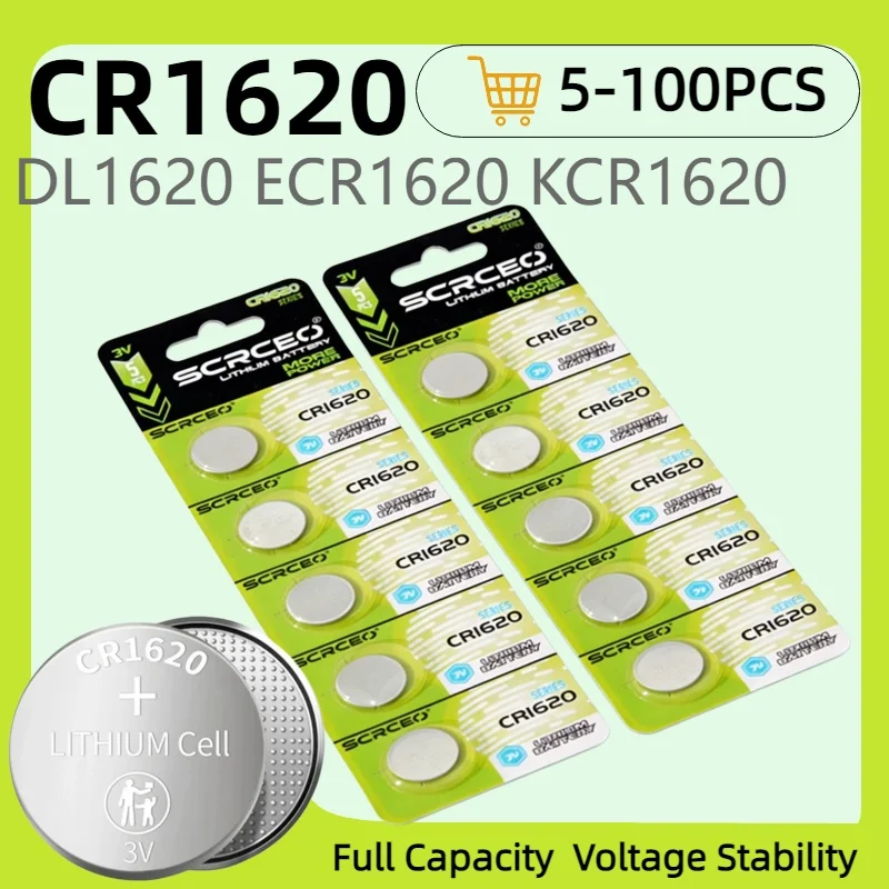 HOT SALE CR1620 Lithium Button Batteries Replace for DL1620 ECR1620 KCR1620 Coins Cell Battery for Watch Car Key Remotes