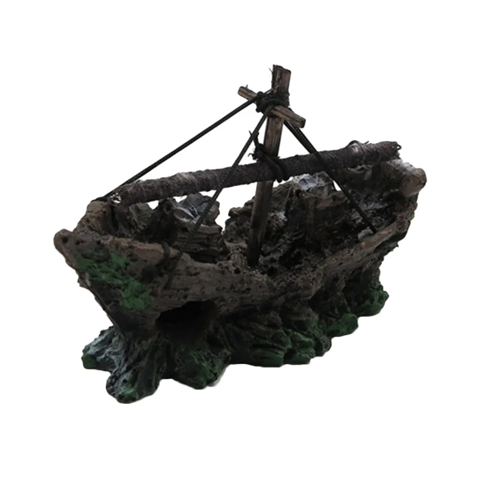 

1pc Water Landscape Decoration Simulation Ship Fish Tank Ornament Resin Art Craft for Home Store Shop