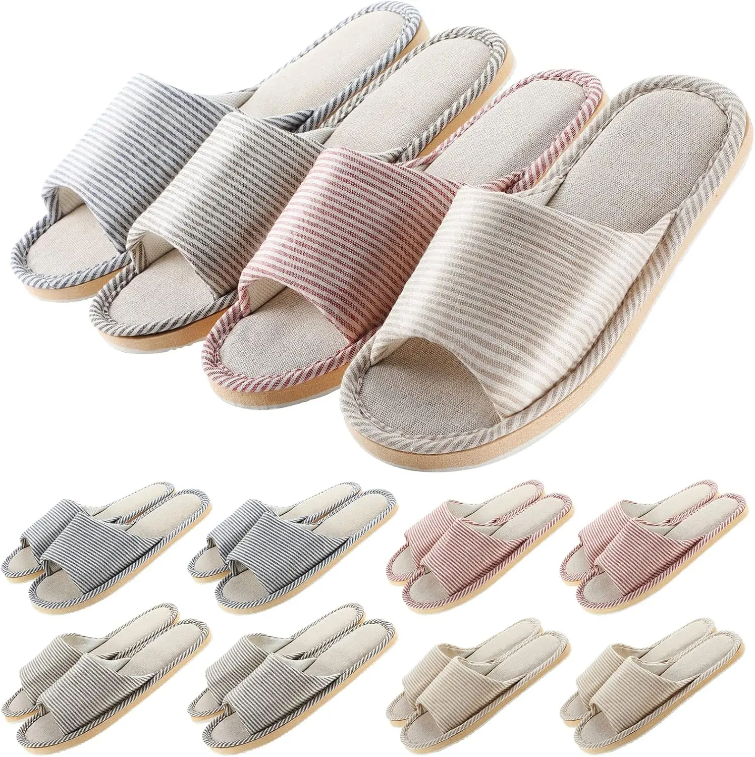 

8 Pairs Disposable House Slipper for Guests Open Toe Breathable Comfortable Spa Slippers for Indoor Home