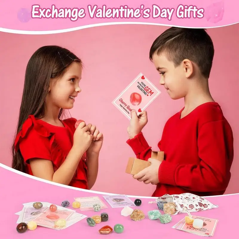 Kids Valentines Day Cards Natural Stone Greeting Cards For Kids Exchange Crystal Card Valentine Day For Kids Exchange Card Funny