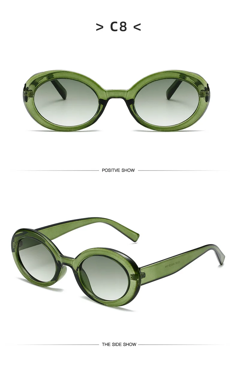 SO&EI Neue Ovale Gelee Farbe Frauen Sonnenbrille Mode Gelb Grün Shades UV400 Männer Trend Gradienten Sonnenbrille – Detail 14