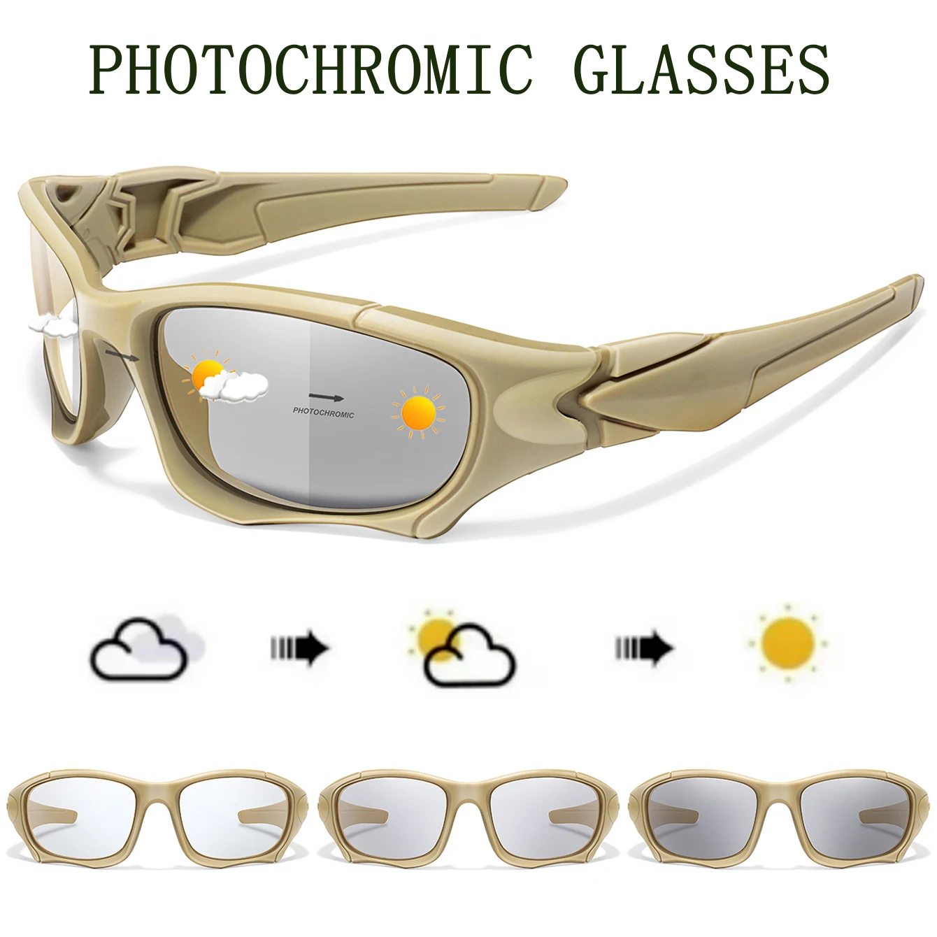 Outdoor-Sport Photochrome Vintage-Sonnenbrille Klassische Unisex Radfahren Laufen Wandern Outdoor-Brillen für Männer & Frauen