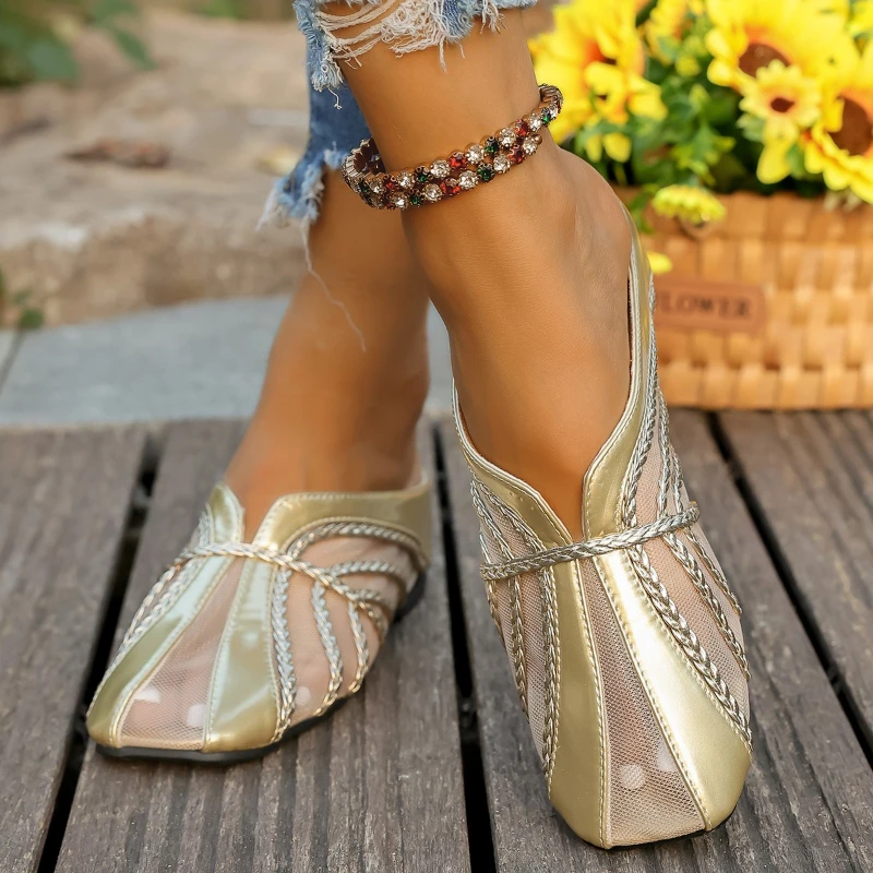 

2025 сетчатые дышащие босоножки на танкетке, женские нескользящие тапочки с закрытым носком на толстой подошве, женские летние легкие удобные шлепанцы с квадратным носком