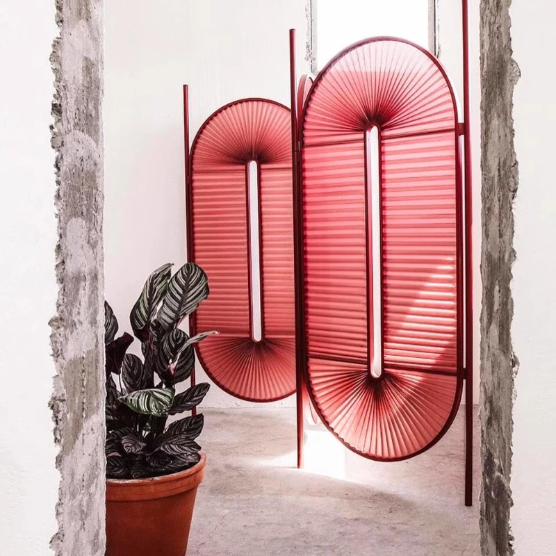 

Embossed superimposed screen mobile folding screen modern simple living room entrance partition model room
