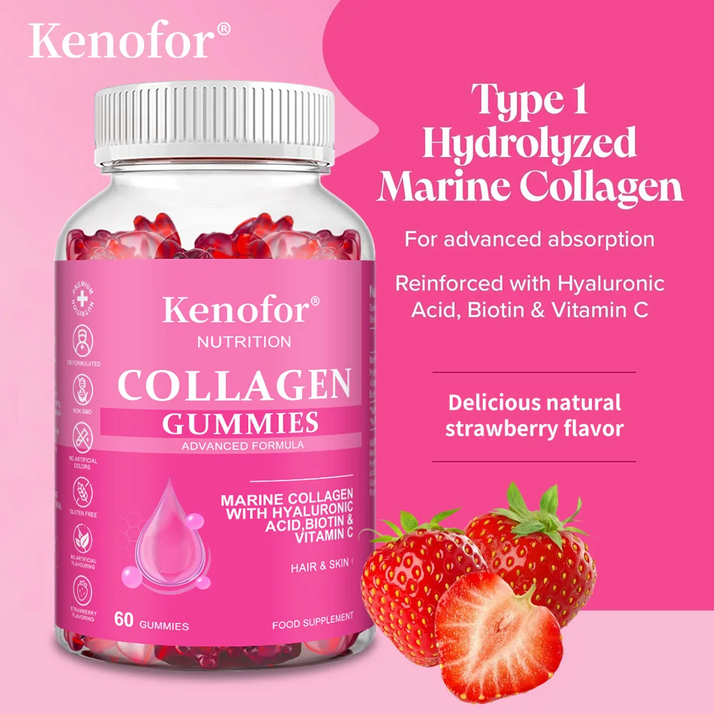 

60PCS Collagen Gummies- Natural Marine Collagen for Women, and Men- Collagen Supplements for Healthy Skin Hair, Nails