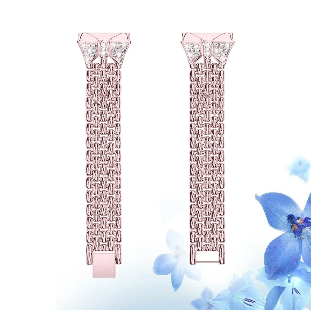 

Diamond-Encrusted Stainless Steel Watchband Elegant 18Mm Solid Chain Replacement Strap for B5 Rhinestone Smartwatch