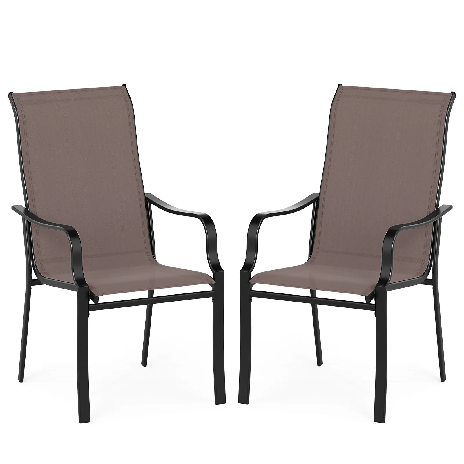 

Комплект из 2 обеденных стульев для патио с высокой спинкой и широким сиденьем