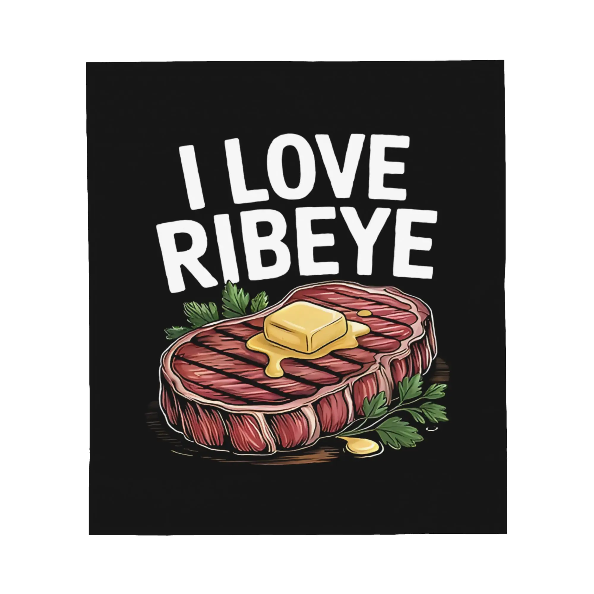 1PC I Love Ribeye Steak Enthusiast Blanket Throw Blanket Novelty Warm Blanket All Season Gift