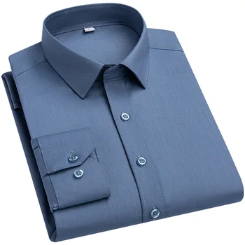 Quality Stretch Men Shirt Bamboo Fiber Long Sleeve Anti-wrinkle Non-ironing Slim Fashion Casual Business Office White Shirt 5 Quality Stretch Men Shirt Bamboo Fiber Long Sleeve Anti-wrinkle Non-ironing Slim Fashion Casual Business Office White Shirt 5