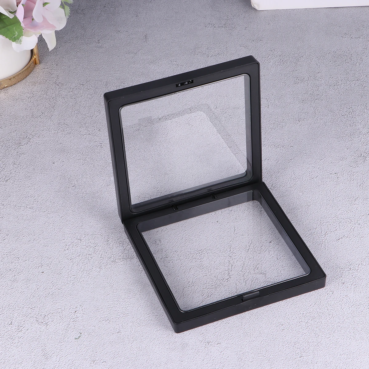 

12pcs Jewelry Display Box PE Case Clear Frame Floating Holder ganizer Storage Travel Collectibles Container Exhibit Tool