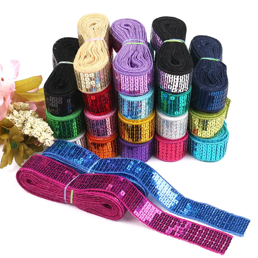 20 Yard Shiny Sequin Ribbon Beading Lace Trim Sequin Sewing Fabric For Patchwork Applique Craft Diy Wedding Dress Decoration