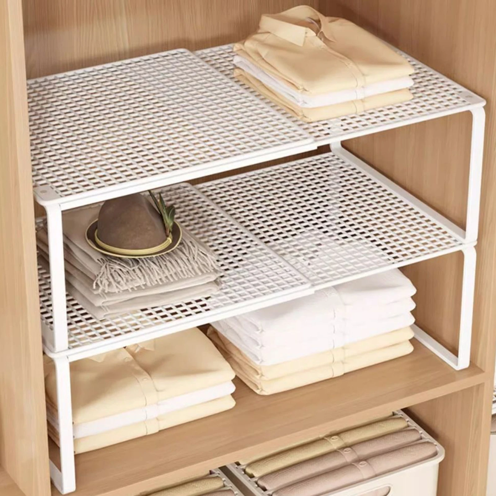 Erweiterbare Metall-Aufbewahrungsregale Verstellbare Schrankorganizer und Lagerregale für Kleiderschrank Küche Speisekammer Schuhregal